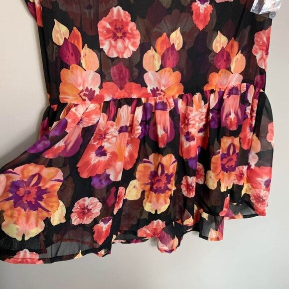 Charming Charlie Semi Sheer Floral Drop Peplum Top Size Small Whimsigoth Spring - Picture 2 of 6